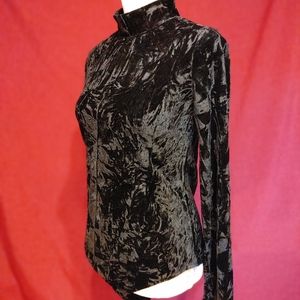 Lucca crushed velvet black long sleeve body suit sz L